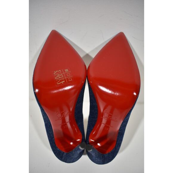 Christian Louboutin So Kate 120 Blue Denim Saba Gold Stiletto Heel Pump 37 - Picture 12 of 12